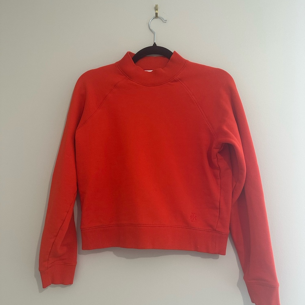 Tory Burch Cropped Sweatshirt Orange Logo XS/S Preppy